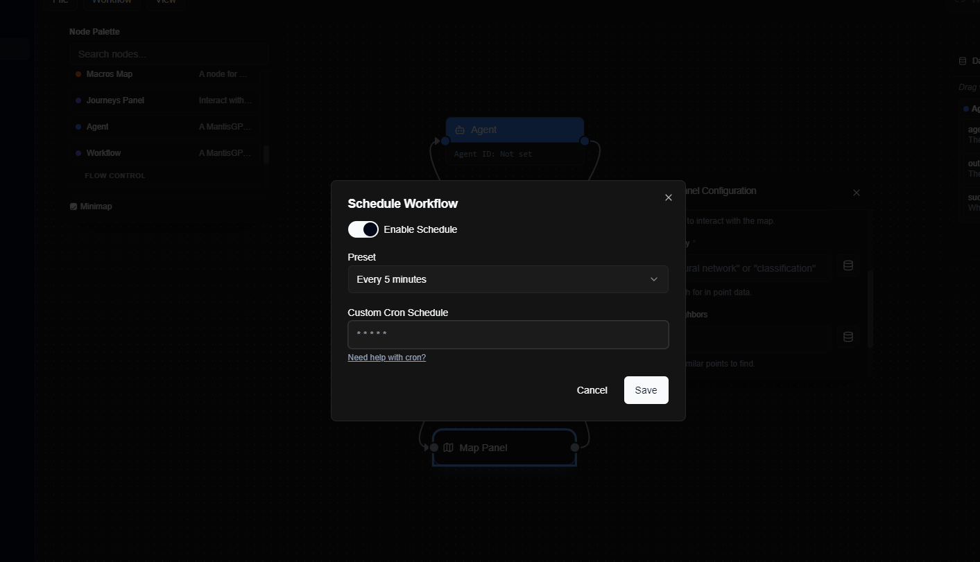 Workflow Scheduling Dialog