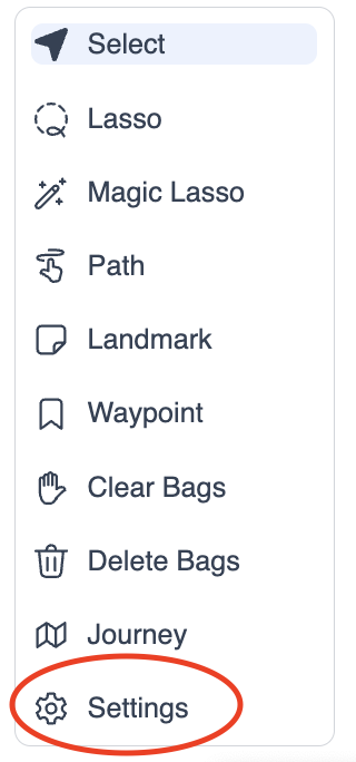 The Mantis tool selector with 'Setting' circled